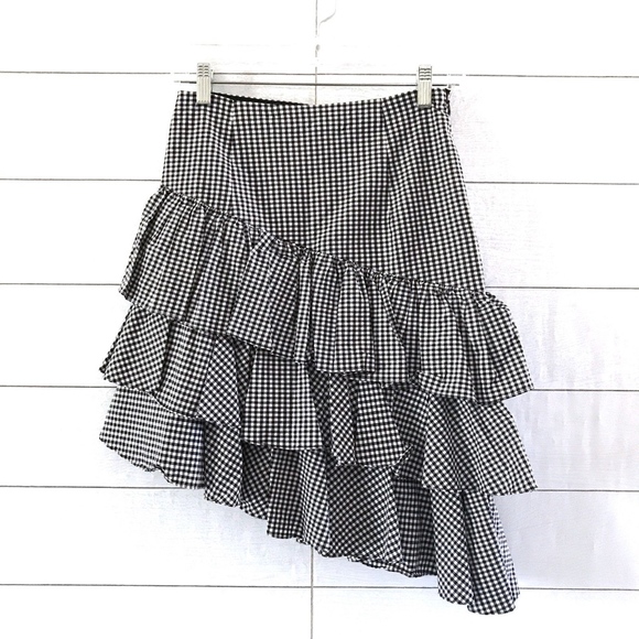 Intermix Marion Ruffle Black White Gingham Skirt - Picture 7 of 8